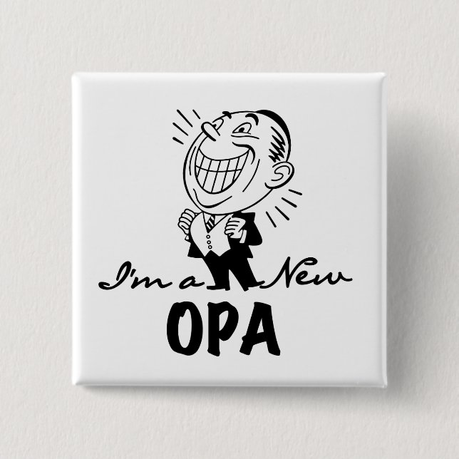 Lächelnde neue Opa T - Shirts und Geschenke Button (Vorderseite)