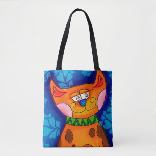 Lächelnde orange getigerte Katze Tasche