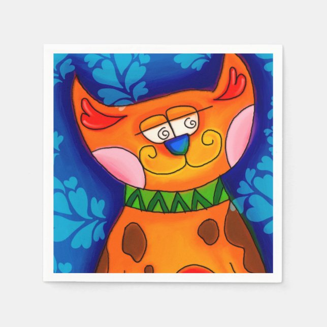 Lächelnde Orange Tabby Cat Serviette (Vorderseite)