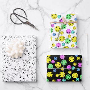 Lächelnde Papierblätter Geschenkpapier Set