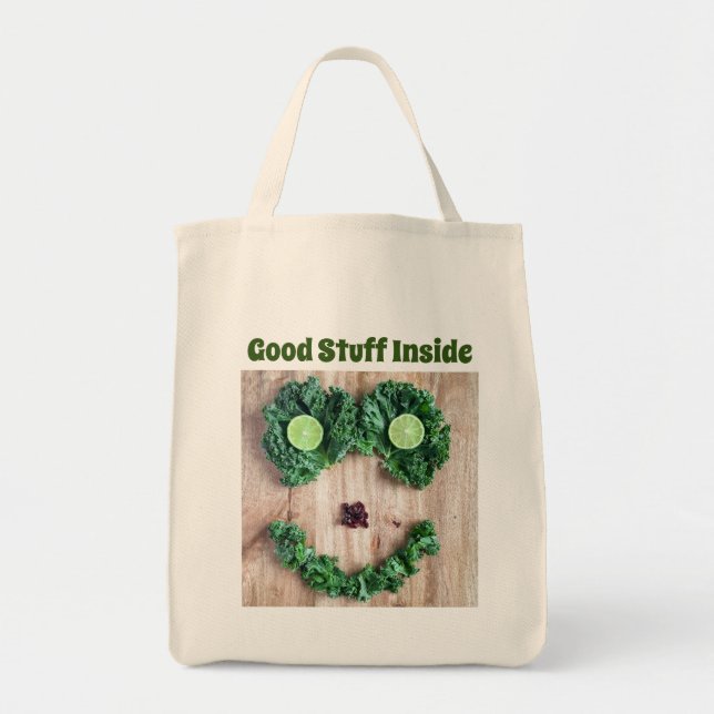 Lächelnde pflanzliche Funny Tote Tasche (Vorne)