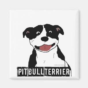 Lächelnde Pitbull (Schwarzweiss-gerade Zuchtname) Magnet
