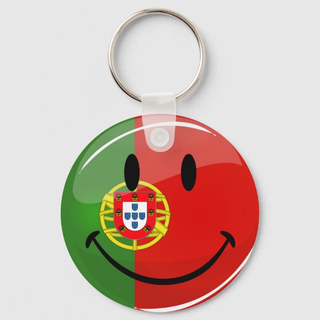 Lächelnde portugiesische Flagge Schlüsselanhänger (Vorderseite)