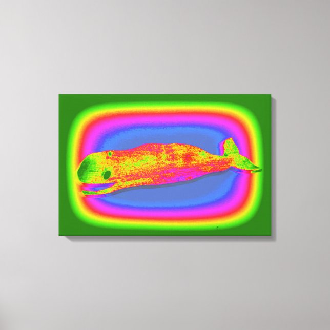 Lächelnde psychedelische Wal gewickelt Leinwand (Vorderseite)