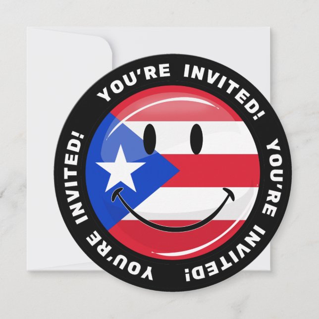 Lächelnde puerto-ricanische Flagge Einladung (Vorderseite)
