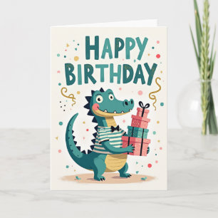 Lächelnde Reptilien-Geschenke Geburtstagskarte Karte