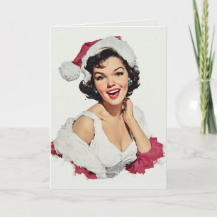 Lächelnde Retro-Weihnachts-Pin-Up Karte