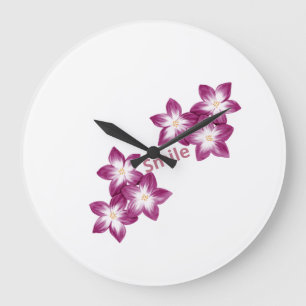 Lächelnde rosa Orchideen-Wanduhr – Elegantes Blume Große Wanduhr
