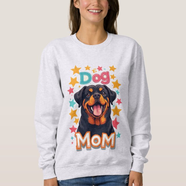 Lächelnde Rottweiler-Hundemutter Sweatshirt (Vorderseite)