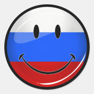 Lächelnde russische Flagge Runder Aufkleber