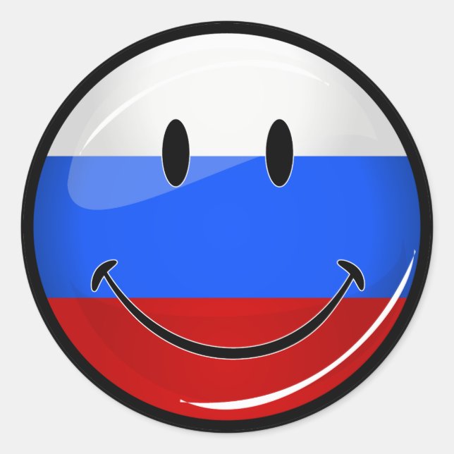 Lächelnde russische Flagge Runder Aufkleber (Vorderseite)