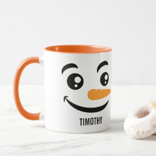 Lächelnde Schneemann Gesicht Tasse