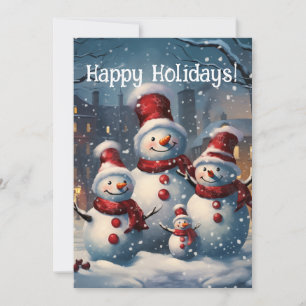 Lächelnde Snowman Family Holiday Card Feiertagskarte