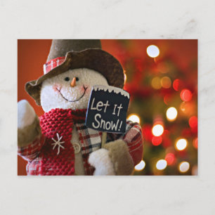 Lächelnde Snowman-Puppe mit Hut, Schal Postkarte