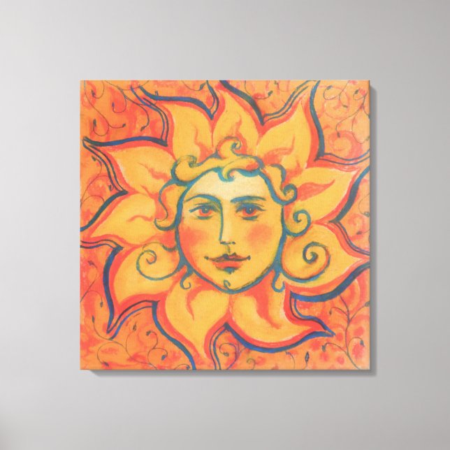Lächelnde Sonne, Fairytale Fantasy Art, orange gel Leinwanddruck (Vorderseite)