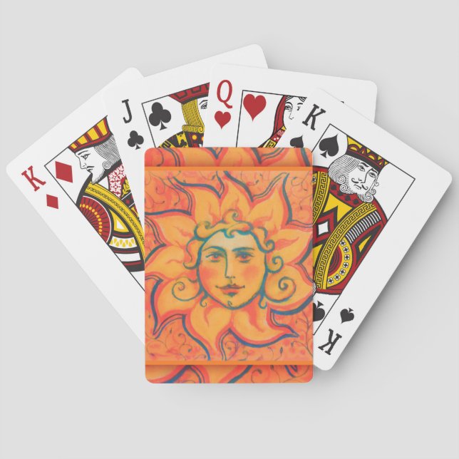 Lächelnde Sonne, Fairytale Fantasy Art, orange gel Spielkarten (Rückseite)