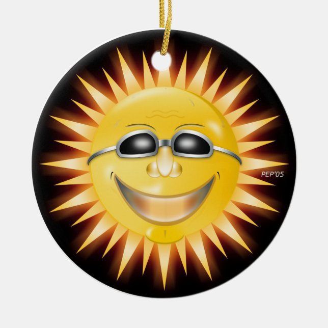 Lächelnde Sonne Keramik Ornament (Vorne)