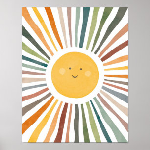 Lächelnde Sonne mit lebendigen Strahlen Poster