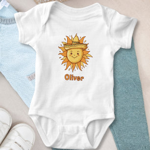 Lächelnde Sonne mit Sombrero - Sunny Fiesta Doodle Baby Strampler