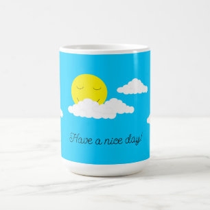 Lächelnde Sonne mit Wolken: Türkis Kaffeetasse