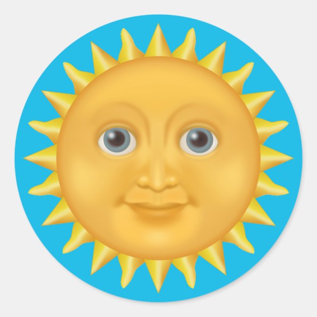 Lächelnde Sonne Runder Aufkleber (Vorderseite)