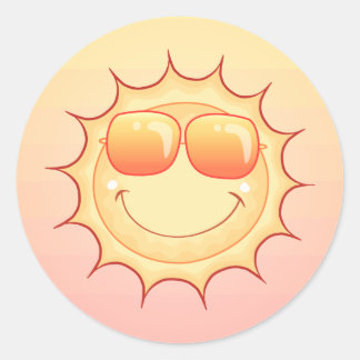 Lächelnde Sonne Runder Aufkleber
