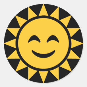 Lächelnde Sonne Runder Aufkleber