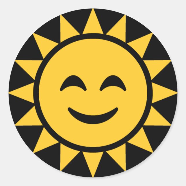Lächelnde Sonne Runder Aufkleber (Vorderseite)