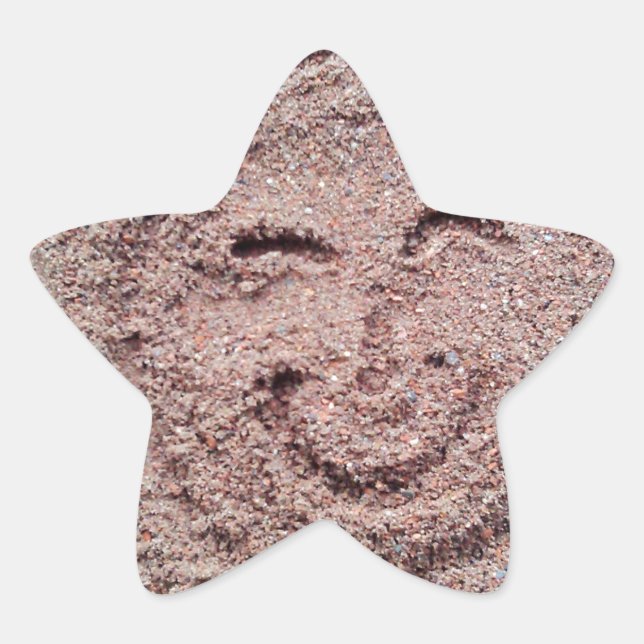 Lächelnde Sonne, Sand Emoticon, Sommer Emoji Stern-Aufkleber (Vorderseite)