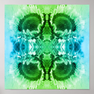 Lächelnde Sonnenblume Abstrakt schwarz und weiß ge Poster