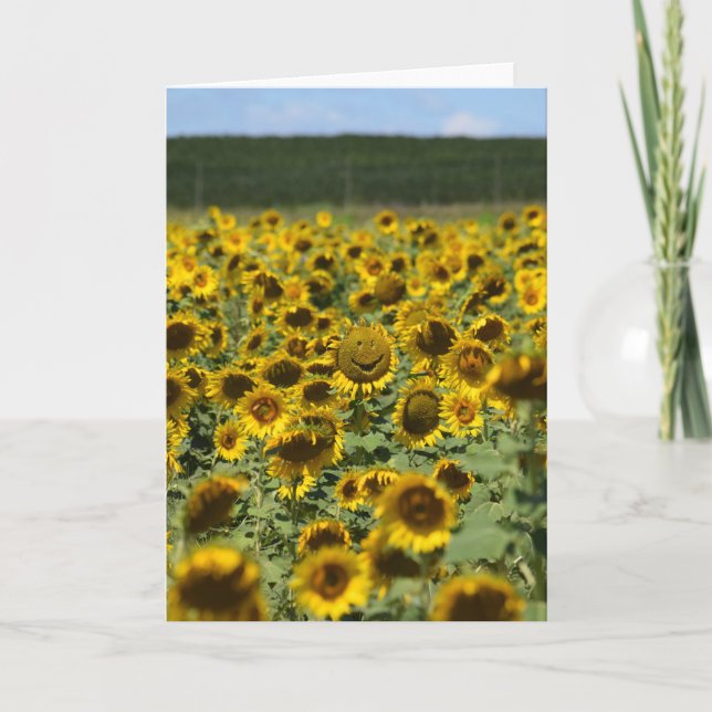 Lächelnde Sonnenblume - Ermutigung Grußkarte Karte (Vorderseite)