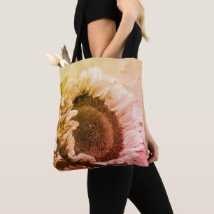 Lächelnde Sonnenblume schwarz und weiß gestört Tasche