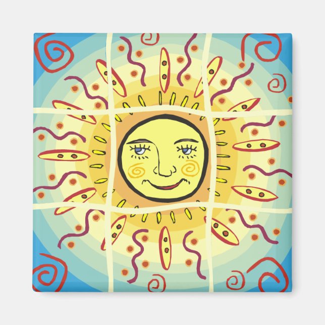 Lächelnde Sonnenkollektoren Magnet (Vorne)