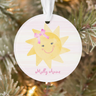 Lächelnde Sonnenschein mit Bogen Mädchen Andenken Ornament