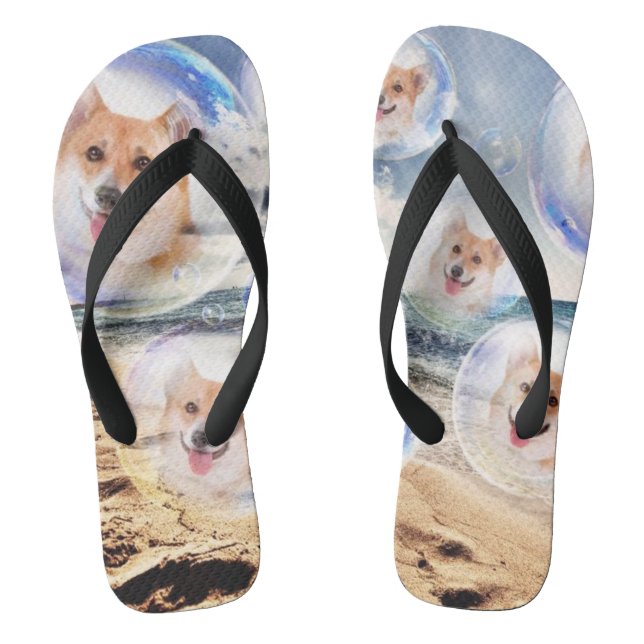 Lächelnde StrandCorgis Flip Flops (Fußbett)