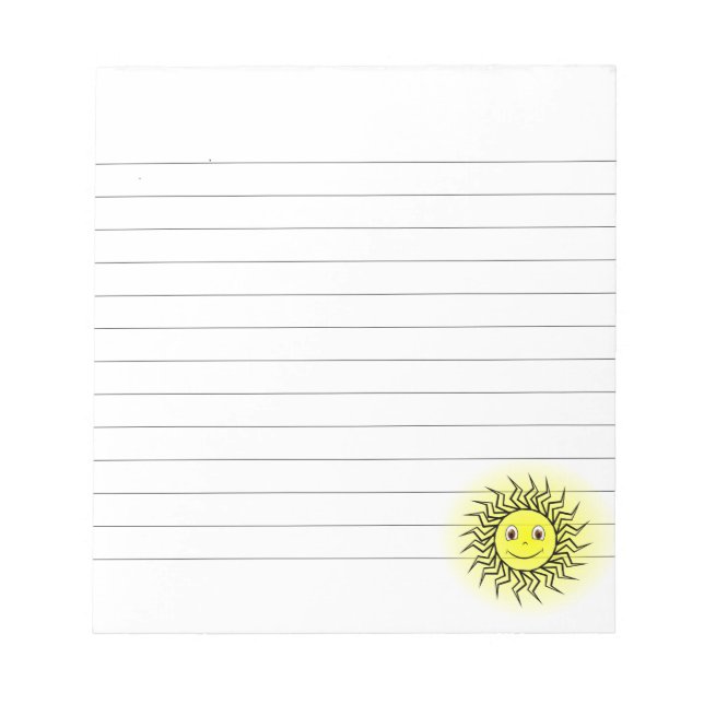 Lächelnde Sun Custom Lined Notizblock (Vorderseite)