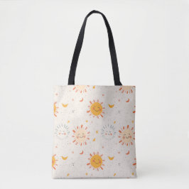 Lächelnde Sun & Moon Tote Tasche, Niedliche Ästhet Tasche