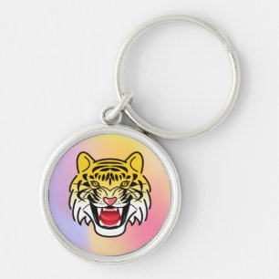 Lächelnde Tiger-Gesichtskunst-21876 Schlüsselanhänger