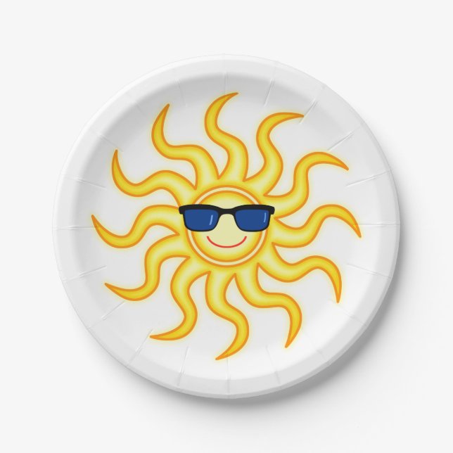 Lächelnde tragende Sonnenbrille Sun Pappteller (Vorderseite)