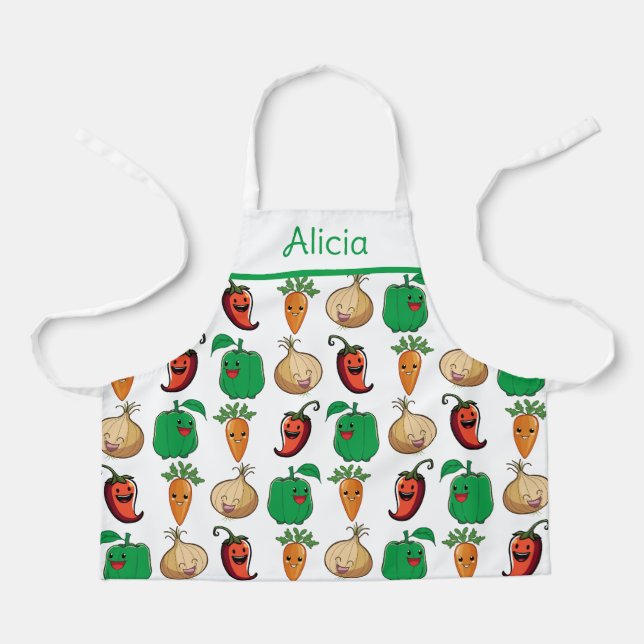 Lächelnde Veggies Schürze (Vorderseite)