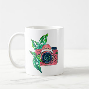 Lächelnde Vintage-Pink-Kamera Kaffeetasse