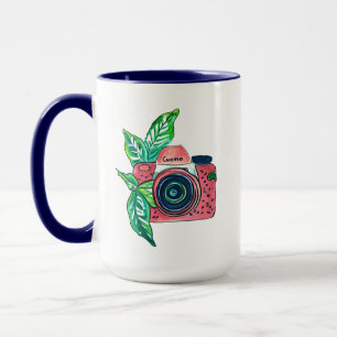 Lächelnde Vintage-Pink-Kamera Tasse