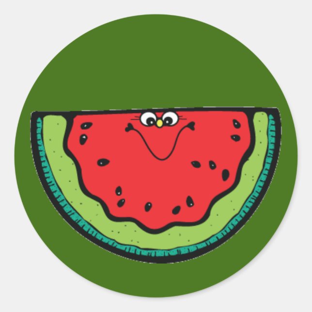 Lächelnde Wassermelonen-Stickers Runder Aufkleber (Vorderseite)