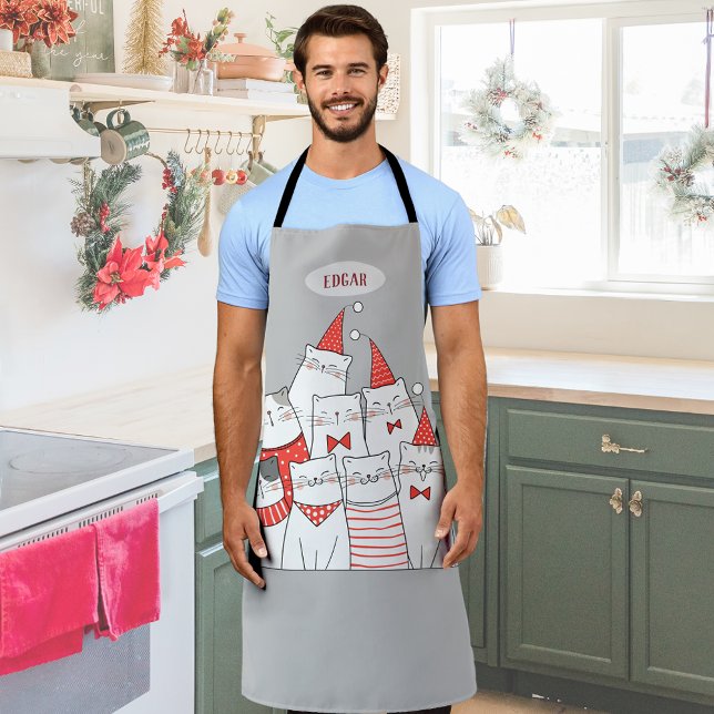 Lächelnde Weihnachtskatzen Anpassbar Schürze (Von Creator hochgeladen)