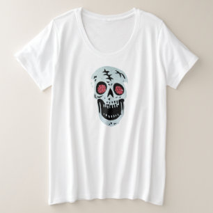 Lächelnde weiße schwarze Risse leuchtende rote Aug Große Größe T-Shirt