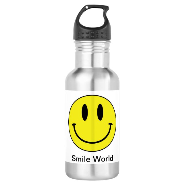 Lächelnde Welt Edelstahlflasche (Vorderseite)