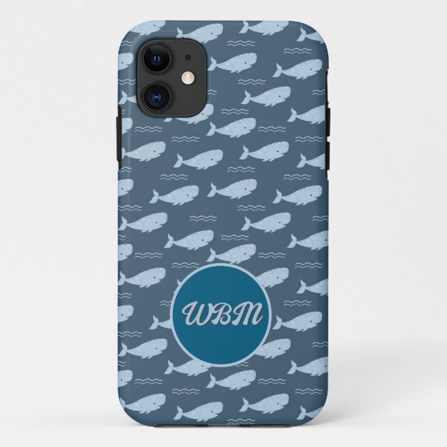Lächelnde Whale Monogram Handy Cover (Rückseite)