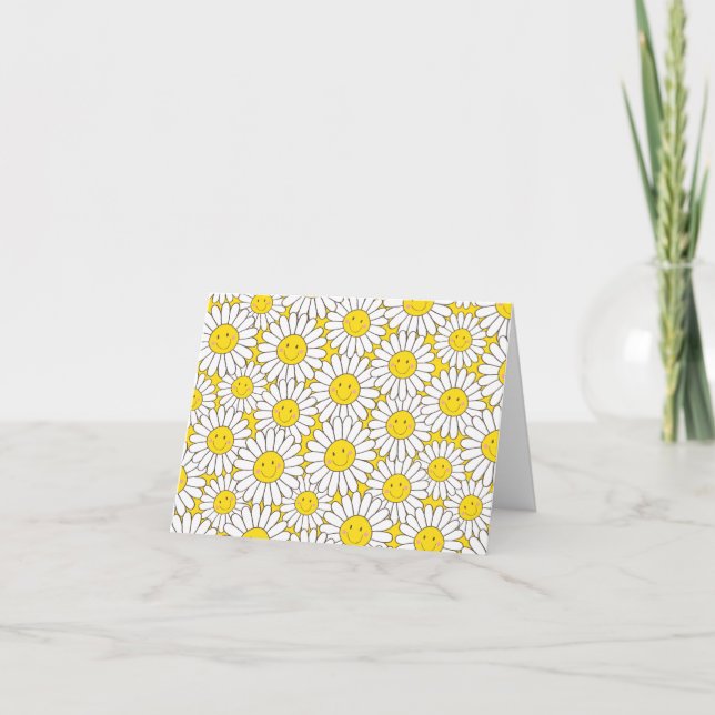Lächelnde White Daisies Vielen Dank Dankeskarte (Vorderseite)