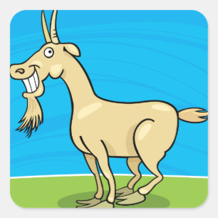Lächelnde Ziege Cartoon Bauernhof Tier Quadratischer Aufkleber