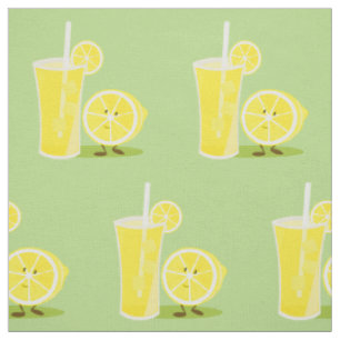 Lächelnde Zitrone und ein Glas Limonade Stoff